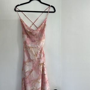 NWT Wedding Guest Blush Dusty Pink Pattern Maxi Dress